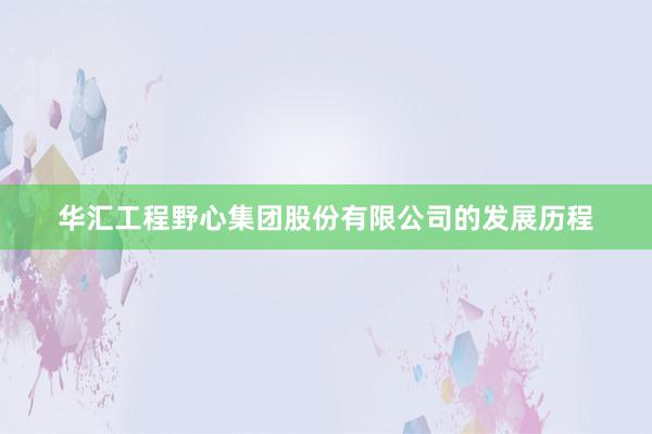 华汇工程野心集团股份有限公司的发展历程